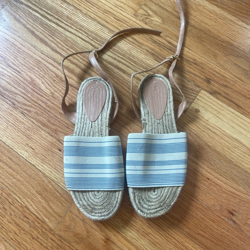 Anthropologie Blue and Cream Espadrilles Nautical Style